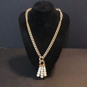 Anne Klein gold tone faux Pearl chain link necklace​